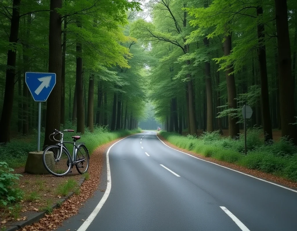 Route départementale gratuite traversant une forêt française en été